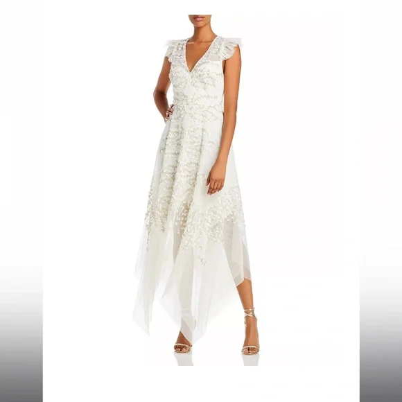 BCBGMaxAzria | Dresses | Bcbg Maxazria Embroidered White Tulle Gown Size |  Poshmark